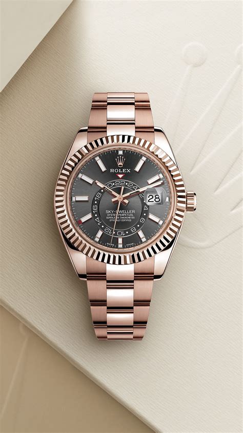 rolex sky dweller white gold replica|rolex sky dweller everose gold.